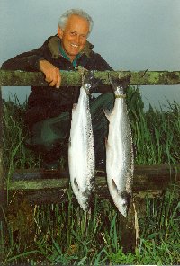 Fred Whitlock with two salmon